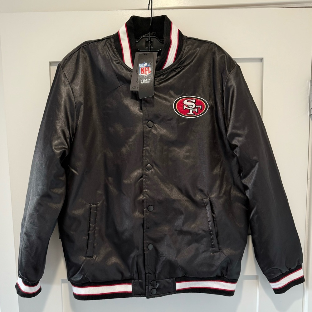FashionNova NFL Season Tickets 49ers Bomber Jacket, Woman’s S, Black.